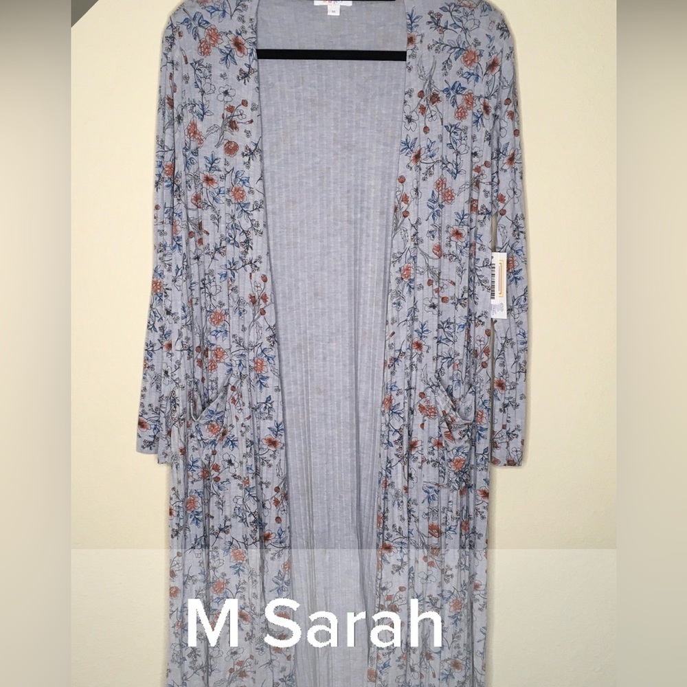 LuLaRoe Light Blue Floral Open-Front Cardigan